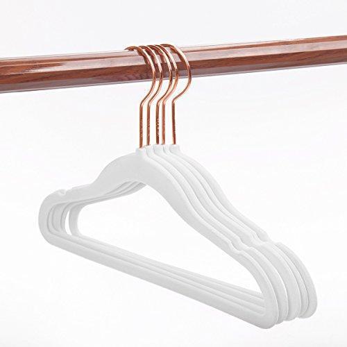 MIZGI Premium Kids Velvet Hangers (Pack of 50) with Copper/Rose Gold Hooks,Space Saving Ultra Thin,Non Slip Hangers use for Children's Skirt Dress Pants,Clothes Hangers by (Pink)