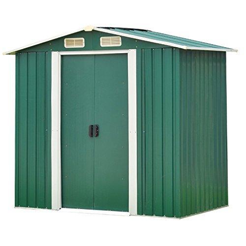 8'X6'Outdoor Storage Shed Garden Tool House with Sliding Door for Backyard Lawn,Patio,Yard(White)