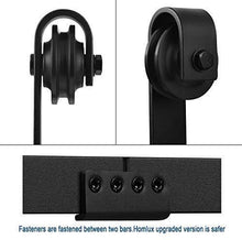Load image into Gallery viewer, Homlux 6ft Heavy Duty Sturdy Sliding Barn Door Hardware Kit Single Door - Smoothly and Quietly - Simple and Easy to Install - Fit 1 3/8-1 3/4&quot; Thickness Door Panel(Black)(J Shape Hangers)
