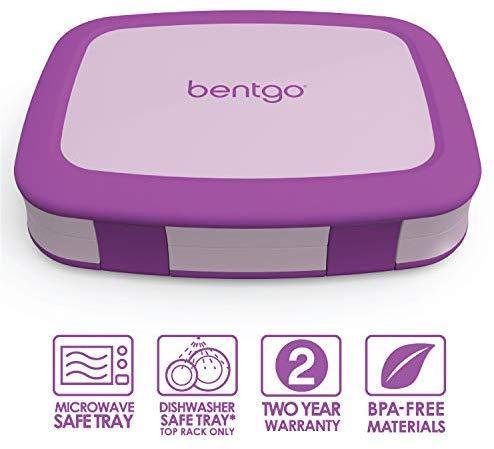 Bentgo Kids Childrens Lunch Box - Bento-Styled Lunch Solution Offers Durable, Leak-Proof, On-the-Go Meal and Snack Packing (Purple)