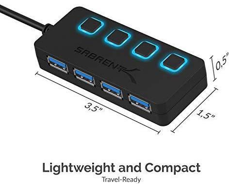 Sabrent 4-Port USB 3.0 Hub with Individual LED Power Switches (HB-UM43)