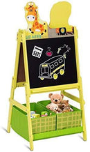 Evergreen Art Supply Kids Art Easel, 3 in 1 Double Durable Sided Art Easel with Chalk Board & Paper Roll, Two Storey Storage Space with Two Storage Bins