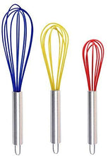 Load image into Gallery viewer, TEEVEA  Silicone Whisk, Balloon Whisk Set, Wire Whisk, Egg Frother, Milk and Egg Beater Blender - Kitchen Utensils for Blending, Whisking, Beating, Stirring, Set of 3, Red,Yellow, Blue
