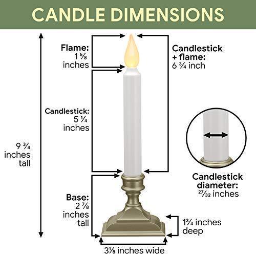 612 Vermont Battery Operated LED Window Candles with Flickering Amber Flame, Automatic Timer, 9.75 Inches Tall (Pack of 4, Pewter)