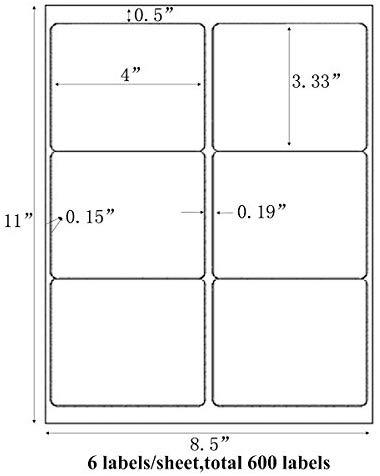 100 Sheets Sticker Labels Shipping Address Labels for Laser/Ink Jet Printer (2-up)