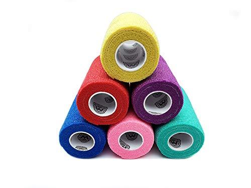 WildCow Vet Wrap Bulk, Bandage Wrap Vet Tape (2, 3 or 4 Inch), Assorted Colors (Pack of 6 or 18), Waterproof Self Adherent