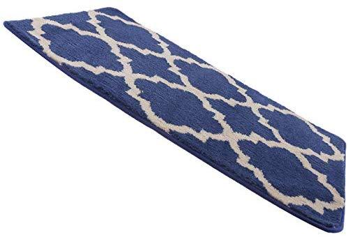 Office Marshal 2 Piece Bath Rug Set Non Slip Bathroom Shower Rug and U-Shaped Toilet Contour Mat Washable(20" x 32"+20"x 16.5"),Blue