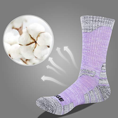 YUEDGE Women's Cushion Cotton Crew Socks Multi Performance Athletic Hiking Socks(2 Pairs/Pack)