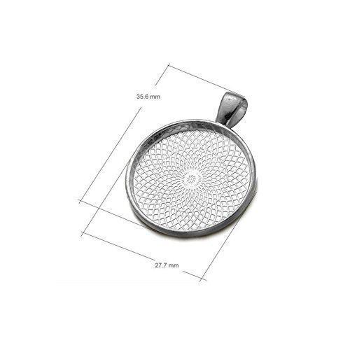 Miraclekoo 20 Set Silver Plated Round Bezel Pendant Trays with Glass Dome Tiles Cabochon 25 mm Blanks Cameo Bezel Cabochon Settings