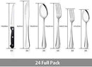 24 Piece Silverware Teivio  Set, Flatware Utensils Set Mirror Polished, Dishwasher Safe Service for 4, Include Knife/Fork/Spoon/Steak Knife/Wire Mesh Steel Cutlery Holder Storage Trays (Silver)