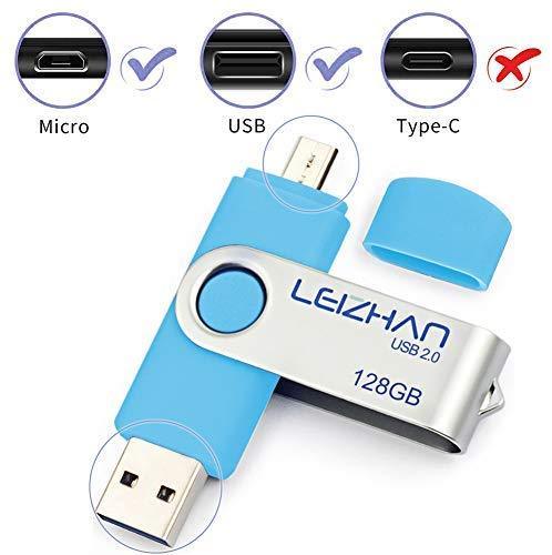 LEIZHAN OTG 32GB USB Flash Drive USB 2.0 Micro USB Pen Drive Memory Stick u Disk (Blue)