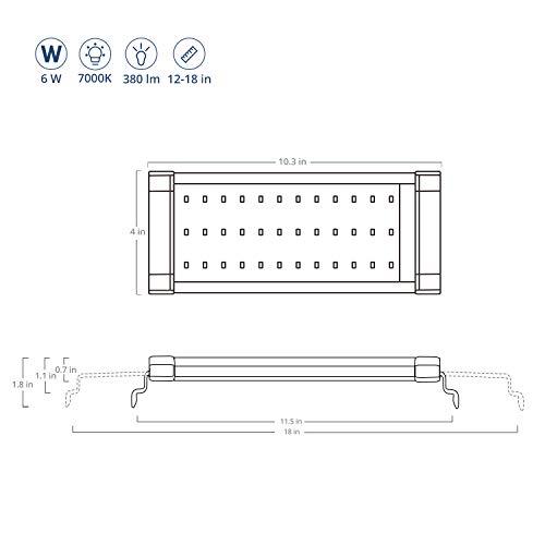 NICREW ClassicLED Aquarium Light, Fish Tank Light with Extendable Brackets, White and Blue LEDs