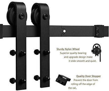 Load image into Gallery viewer, Homlux 6ft Heavy Duty Sturdy Sliding Barn Door Hardware Kit Single Door - Smoothly and Quietly - Simple and Easy to Install - Fit 1 3/8-1 3/4&quot; Thickness Door Panel(Black)(J Shape Hangers)

