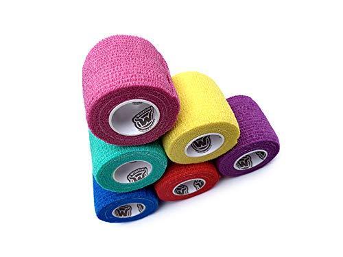 WildCow Vet Wrap Bulk, Bandage Wrap Vet Tape (2, 3 or 4 Inch), Assorted Colors (Pack of 6 or 18), Waterproof Self Adherent