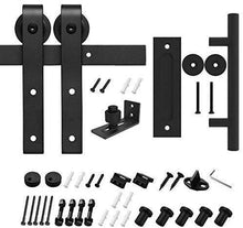 Load image into Gallery viewer, Homlux 6ft Heavy Duty Sturdy Sliding Barn Door Hardware Kit Single Door - Smoothly and Quietly - Simple and Easy to Install - Fit 1 3/8-1 3/4&quot; Thickness Door Panel(Black)(J Shape Hangers)
