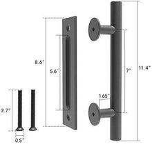 Load image into Gallery viewer, Homlux 6ft Heavy Duty Sturdy Sliding Barn Door Hardware Kit Single Door - Smoothly and Quietly - Simple and Easy to Install - Fit 1 3/8-1 3/4&quot; Thickness Door Panel(Black)(J Shape Hangers)
