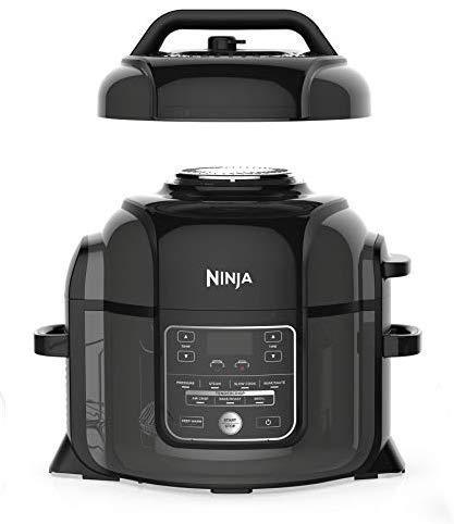 Ninja Foodi 7-in-1 Programmable Pressure Fryer, Slow Multi Cooker with TenderCrisp Technology, 5 Pot, 3-qt. Air Fry Basket (OP101), 5-Quart, Black/Gray