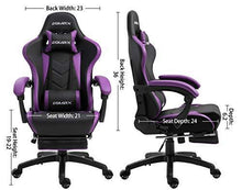 Load image into Gallery viewer, Dowinx Gaming Chair Ergonomic Racing Style Recliner with Massage Lumbar Support, Office Armchair for Computer PU Leather E-Sports Gamer Chairs with Retractable Footrest (Black&amp;Purple)
