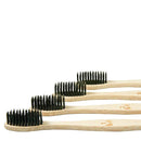 Bamboo Charcoal Toothbrush - Natural Biodegradable And Organic With 100% Eco Friendly BPA Free Bristles Smooth Wood Handle And Zero Waste Packaging - Pack Of 4 Wooden...