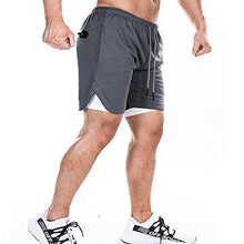 Load image into Gallery viewer, EVERWORTH Men&#39;s 2-in-1 Bodybuilding Workout Shorts Lightweight Gym Training Short Running Athletic Jogger with Zipper Pockets

