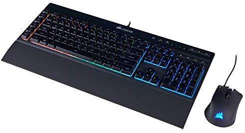 Corsair K55 RGB Gaming Keyboard - Quiet & Satisfying LED Backlit Keys - Media Controls - Wrist Rest Included – Onboard Macro Recording