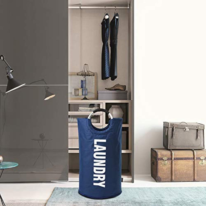 DOKEHOM DKA0001DB2 82L Large Laundry Basket (6 Colors) with Coin Bag, Collapsible Fabric Laundry Hamper, Foldable Clothes Bag, Folding Washing Bin (Dark Blue, L)