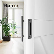 Load image into Gallery viewer, Homlux 6ft Heavy Duty Sturdy Sliding Barn Door Hardware Kit Single Door - Smoothly and Quietly - Simple and Easy to Install - Fit 1 3/8-1 3/4&quot; Thickness Door Panel(Black)(J Shape Hangers)
