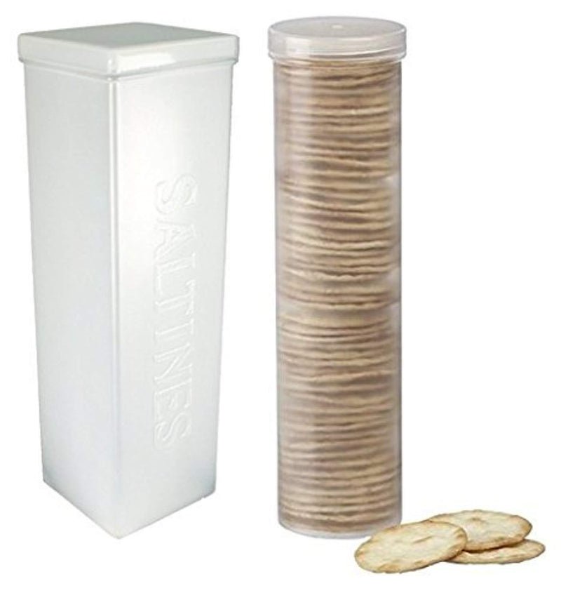 Set of 2 - Saltine Cracker Sleeve Storage Container/Cookie Stay Fresh Keeper, Round and Square