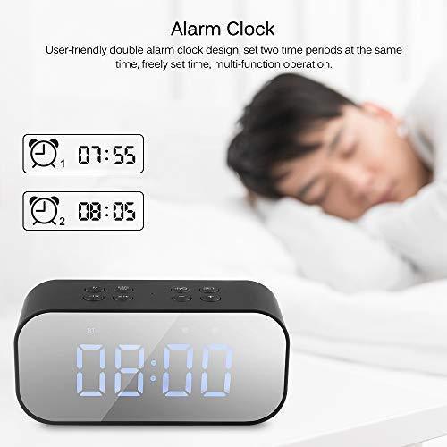 Konesky - Reloj despertador portátil con Bluetooth para altavoz, pantalla LED digital, BT 5,0 AUX TF, altavoz inalámbrico, altavoz estéreo, columna de altavoz, caja de sonido de música