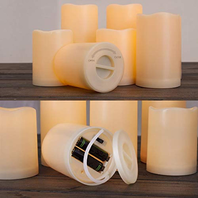 Aignis Flameless Candles, Led Candles Set of 7(H 4" 4" 4" 5" 5" 6" 6" x D 3") Ivory Resin Candles Battery Candles with Remote Timer Waterproof Outdoor Indoor Candles