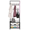 SONGMICS Heavy Duty 18 Hooks Coat Rack with 3-Tier Shoe Rack Shelves for Entryway Metal Black URCR67B