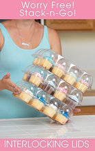 Load image into Gallery viewer, (12Pack x 12 Sets) STACK&#39;nGO Cupcake Carriers - High Tall Dome Clear Containers Thick Plastic Disposable Storage Boxes. Cup Cake Holders by Cakes of Eden
