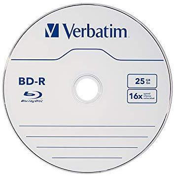 Verbatim BD-R 25GB 16X Blu-ray Recordable Media Disc - 10 Pack Spindle - 97238