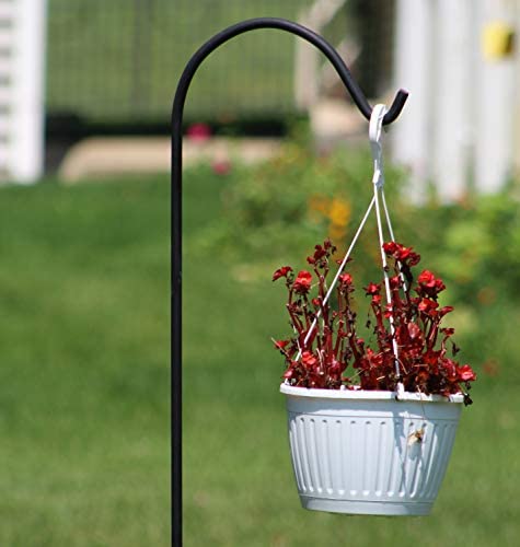 Black Shepherd Hook 92 Inch, 15MM Thick, Super Strong, Rust Resistant Steel Hook Ideal for Hanging Heavy Plant Baskets, by AshmanOnline