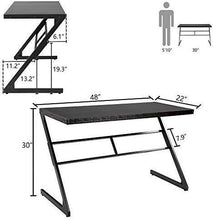 Load image into Gallery viewer, FIVEGIVEN Rustic Computer Writing Desk Industrial Study Table Simple Z Shaped Desk Driftwood 48 Inch
