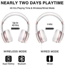 Load image into Gallery viewer, Picun P26 Bluetooth Headphones Over Ear 40H Playtime Hi-Fi Stereo Wireless Headphones Girl Deep Bass Foldable Wired/Wireless/TF for Phone/TV Bluetooth 5.0 Wireless Earphones with Mic Women (Rose Gold)
