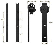 Load image into Gallery viewer, Homlux 6ft Heavy Duty Sturdy Sliding Barn Door Hardware Kit Single Door - Smoothly and Quietly - Simple and Easy to Install - Fit 1 3/8-1 3/4&quot; Thickness Door Panel(Black)(J Shape Hangers)
