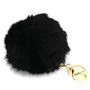 Miraclekoo Rabbit Fur Ball Pom Pom KeyChain Gold Plated Keychain with Plush for Car Key Ring or Handbag Bag Decoration (Orange Pink)