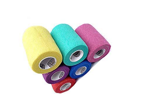 WildCow Vet Wrap Bulk, Bandage Wrap Vet Tape (2, 3 or 4 Inch), Assorted Colors (Pack of 6 or 18), Waterproof Self Adherent