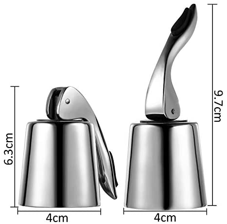 OHMAXHO Stainless Steel Wine Stoppers Bottle Stoppers Vacuum Bottle Sealer Bottle Plug with Inner Rubber 1.6 x 3.7 inches (Silver)