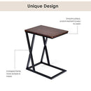 Tangkula Sofa Side Table, X-shaped Snack Table End Table, Coffee Tray Laptop Table Wood Look Finish & Metal Frame, Over bed Table, Portable Table for for Notebook Tablet Living Room Bedroom (2, Brown)