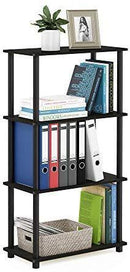 Furinno (99557BK/GY) Turn-N-Tube 4-Tier Multipurpose Shelf Display Rack - Black/Grey