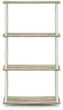 Furinno (99557BK/GY) Turn-N-Tube 4-Tier Multipurpose Shelf Display Rack - Black/Grey