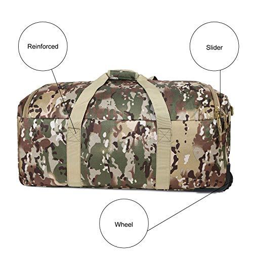 ARMYCAMOUSA Military Tactical Wheeled Deployment Trolley Duffel Bag Heavy-Duty Camping Hiking Running Trekking