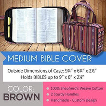 Load image into Gallery viewer, Bible Covers for Women &amp; Girls | Bible Carrying Case | Small-Medium Bible Cover with Handles | Soft Carrying Case Fabric | Multiple Colors Available | with Pen Holders | 100% Cotton Material (Purple)
