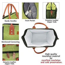 Load image into Gallery viewer, Lunch Bag, KOMUEE Insulated Lunch Box Wide-Open Lunch Tote Bag Large Drinks Holder Durable Nylon Thermal Snacks Organizer for Women Men Adults College Work Picnic Hiking Beach Fishing (green)
