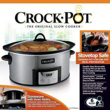 Load image into Gallery viewer, Crockpot SCCPVI600-S 6-Quart Countdown Programmable Oval Slow Cooker with Stove-Top Browning, Stainless Finish
