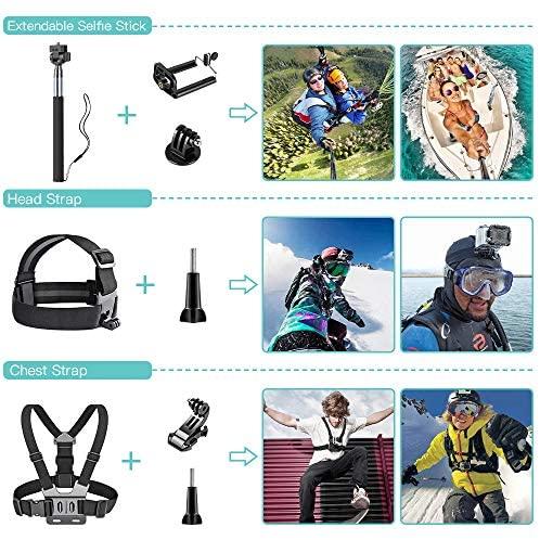 51-in-1 Sport Camera Accessories Kit for GoPro Hero 8 Max 7 6 5 4 3 3+ 2 1 Black GoPro 2018 Session Fusion Silver White Insta360 DJI AKASO APEMAN YI Campark SJCAM XIAOMI (Floating Grip) by  MaxCo