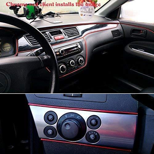 YIJINSHENG Car Interior DIY Automobile Motor Exterior Decoration Moulding Trim Strip line Sticker Insert Type Air Outlet Dashboard Decoration 3D Strip 8 Meters Car Styling Molding(Silver)