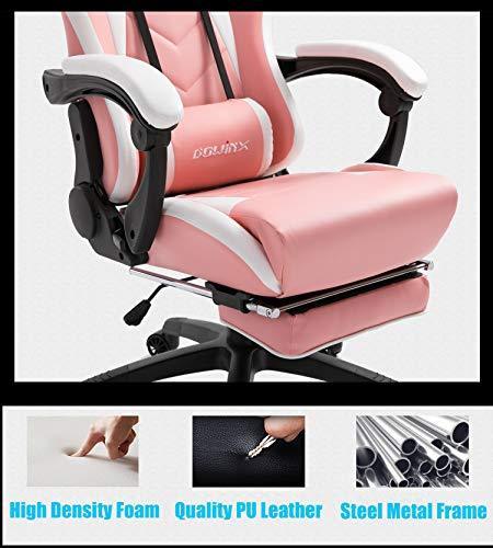 Dowinx Gaming Chair Ergonomic Racing Style Recliner with Massage Lumbar Support, Office Armchair for Computer PU Leather E-Sports Gamer Chairs with Retractable Footrest (Black&Purple)